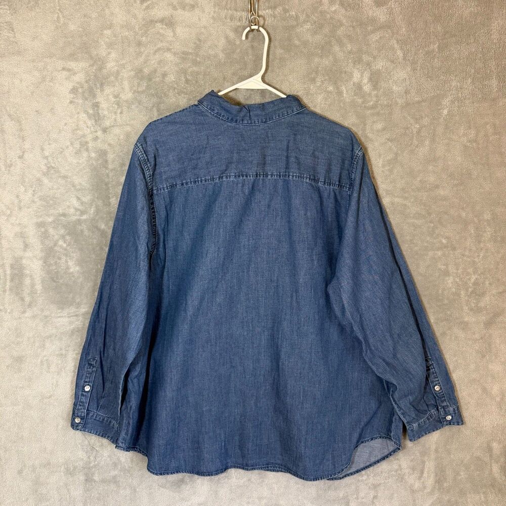 NWT J Jill Denim Shirt Women Plus 3X Blue Chambray Long Sleeve Button Blouse Top - Picture 3 of 8